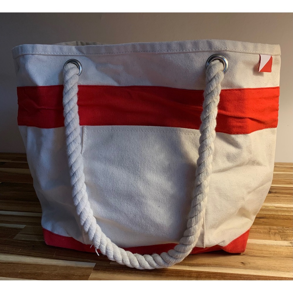 ShoreBag Canvas Tote Bag Rope Handle Nautical Beach Travel Preppy Retro